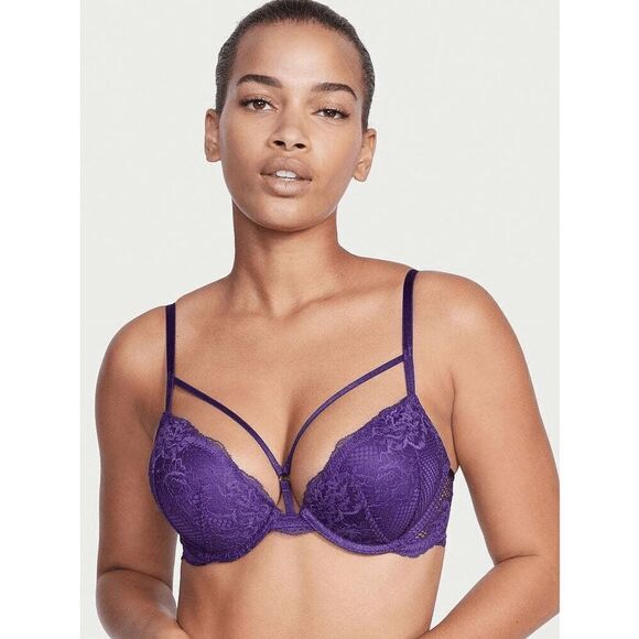 Victorias Secret Royal Purple Very Sexy Bombshell Push Up Plunge Bra 32D NWT - Picture 9 of 9